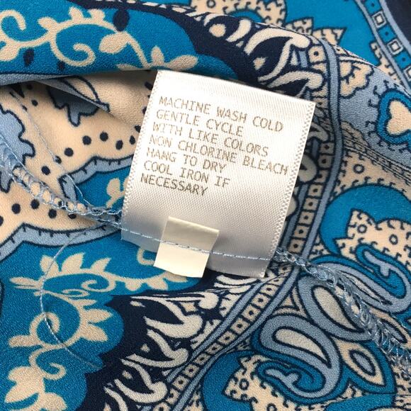 Cynthia Rowley Top Sleeveless‎ Blouse High Neck Printed Women's S Button Back - Picture 7 of 9